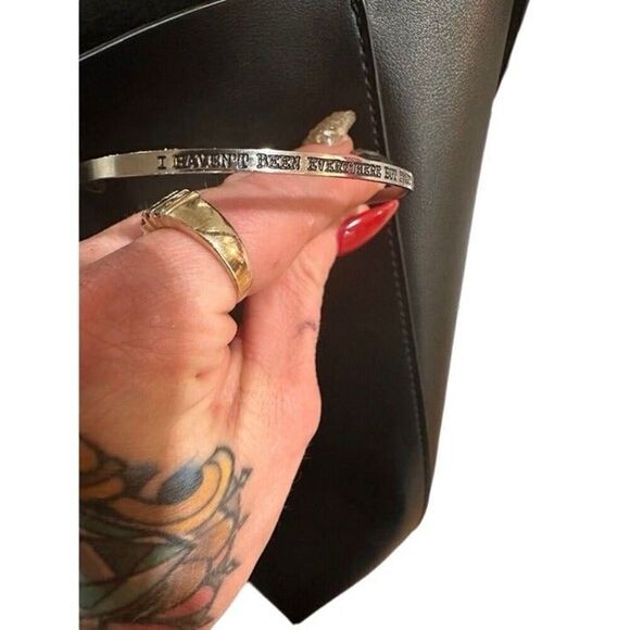 METAL MARVELS silver I HAVENT BEEN EVERYWHERE BUT EVERYWHERE IS ON MY LIST bangl - Picture 1 of 4